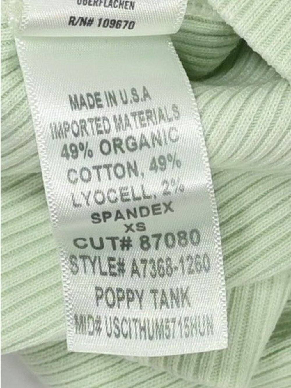 AGOLDE Poppy Tank in MInt Cream - Picture 4 of 4